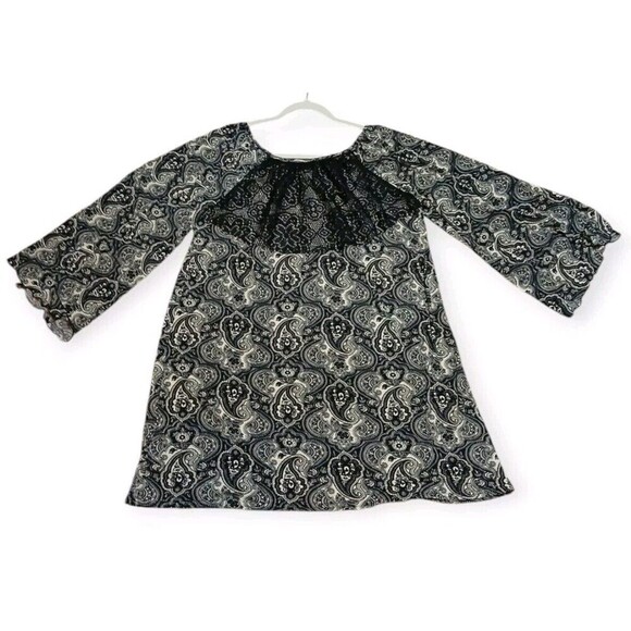 Uncle Frank Black Paisley Top with Lace Back Anthropologie Women's Size L - Picture 2 of 7